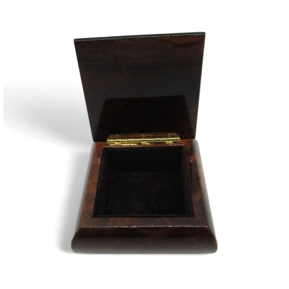 Italian WOOD JEWELRY Box with Floral Inlay And Soft Velvet Lining from Italy - Picture 6 of 11